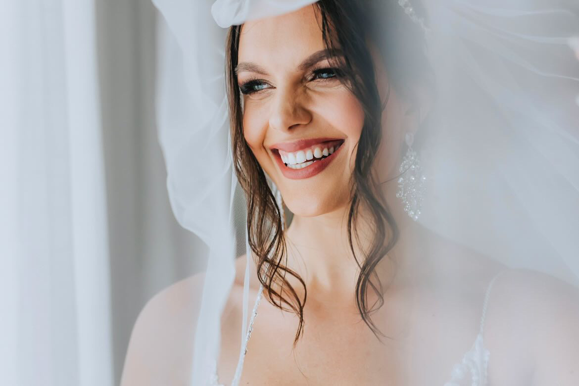 Bride smiling at her wedding in punta cana